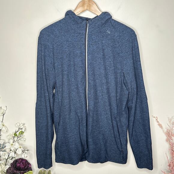 LULULEMON Surge Warm Full Zip Heathered True Navy Blue Black Sz L {I2} - Picture 3 of 6